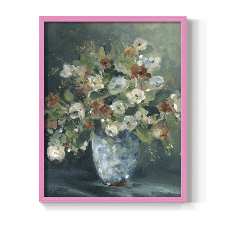«English Garden Bouquet», reproduction encadrée - bois massif, H 11 po x l 9 po, Rose