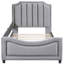 Lit de jour simple rembourré gris avec tête de lit rayée - cadre solide et adorable classique artistique-725525868