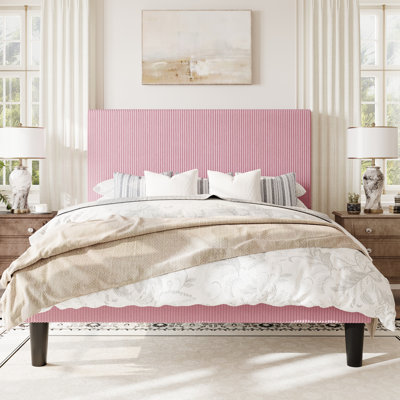 Modern Corduroy Platform Bed With Adjustable Headboard,Maximize Space With Under-Bed Storage,No Box Spring Required