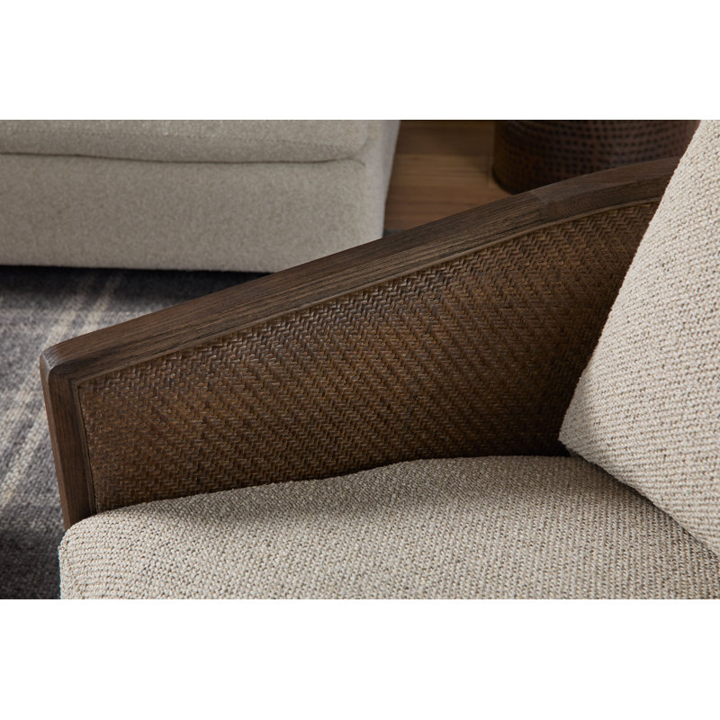 Fauteuil club pivotant Noda, Bois brun foncé