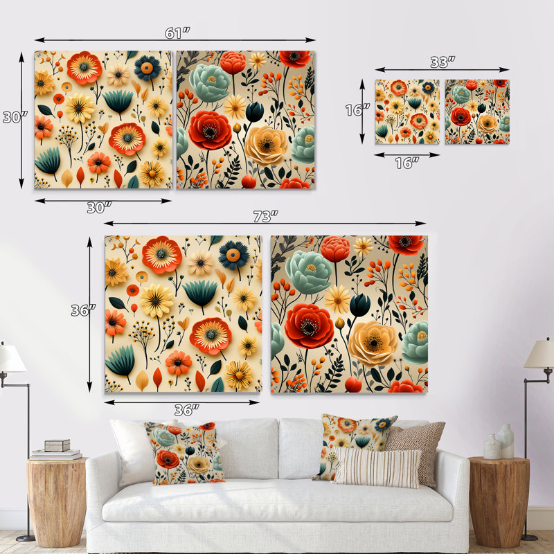 Winchelsea - Ensemble de 2 verres muraux abstraits en acrylique Mid-Century, H 36 po x l 73 po
