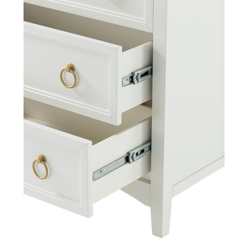 Farmhouse White 3-Drawer Dresser Chest Nightstand