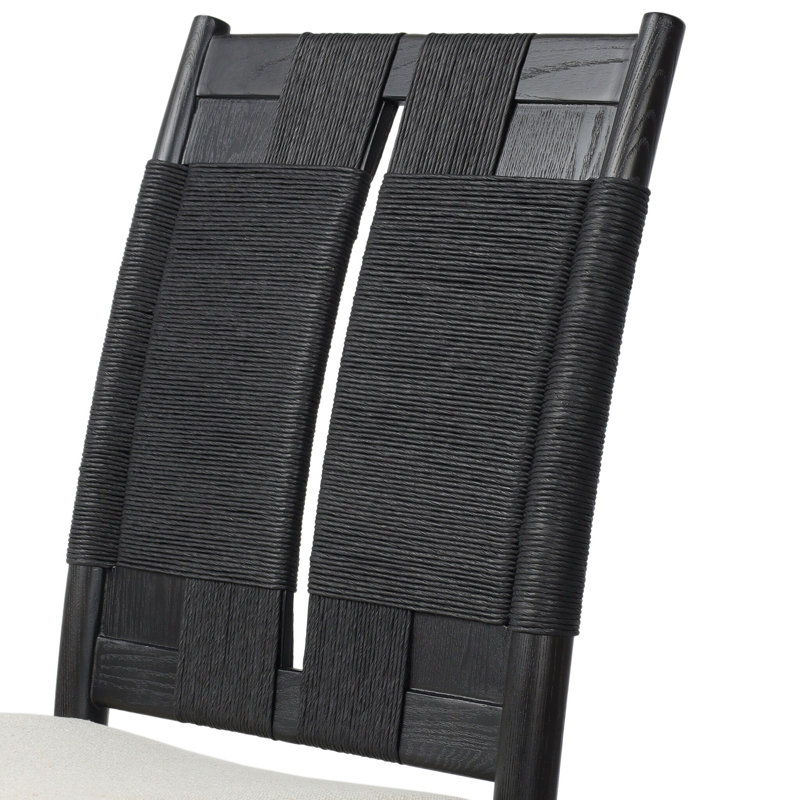 Harlee Upholstered Dining Chair, Distressed Black Ash