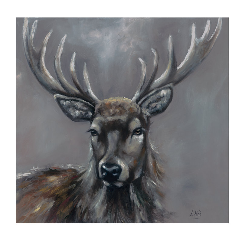 Stag by Louise Brown - Print, Yellow, 40cm H x 40cm W, Paper