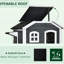 Enclos extérieur pour chat - 2 étages en bois avec plateforme, maison grise à utiliser, porte en bois, porte de secours, toit ouvrant et plateformes de saut