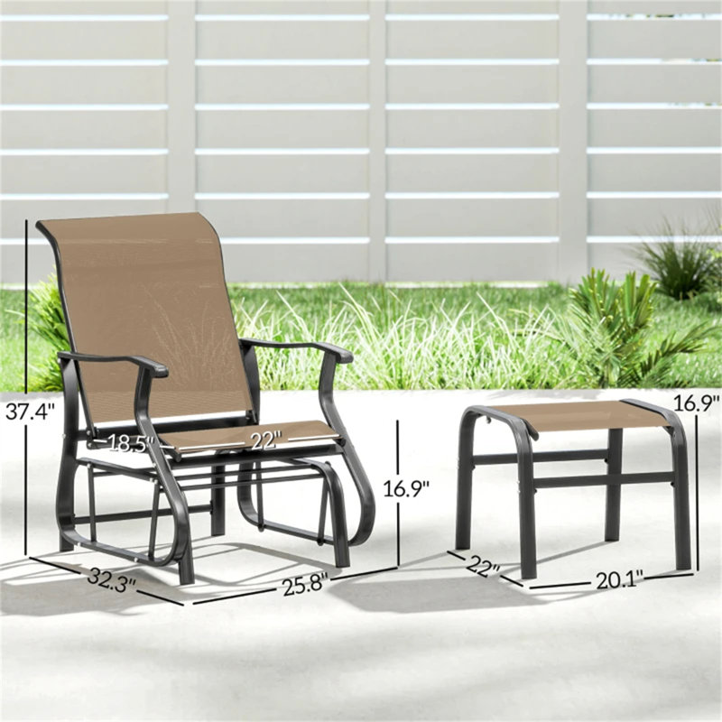 Fauteuil oscillant d'extérieur confortable à haut dossier, Brown/Black
