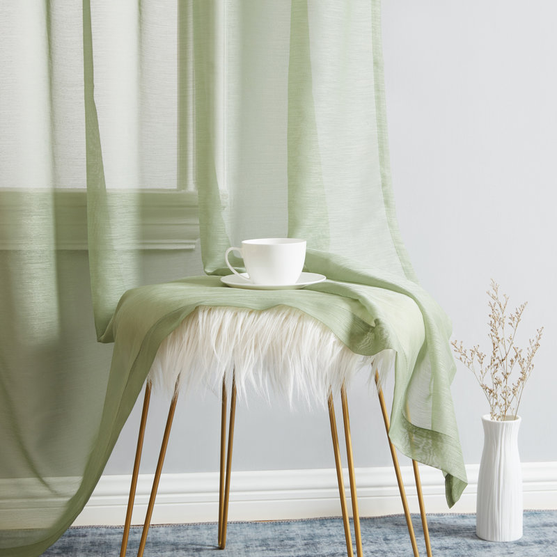 Lauren Semi Sheer Curtain Pair, 54" W x 96" L, Sage Green