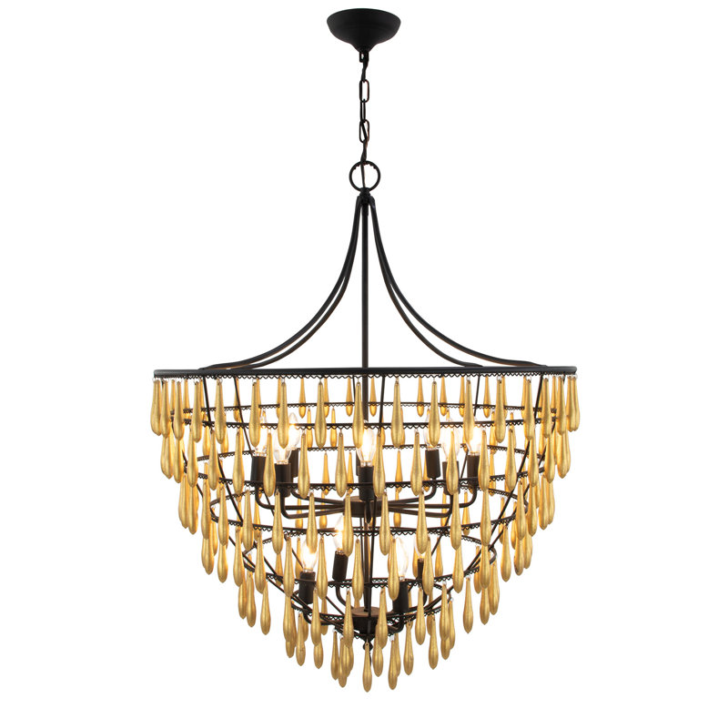 Ana Chandelier, Gold/Black