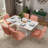 Magallanes 6-Person Extendable Table Dining Set with Velvet Dining Chair-1814485630-1814485571