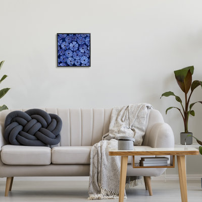 Motif abstrait d'oursin bleu encadré sur bois par Maria, impression