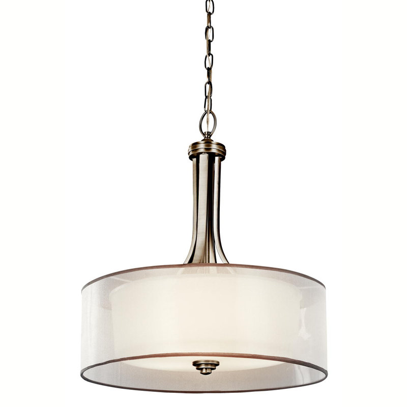 Lustre tambour 4 lumières Lacey, Étain antique