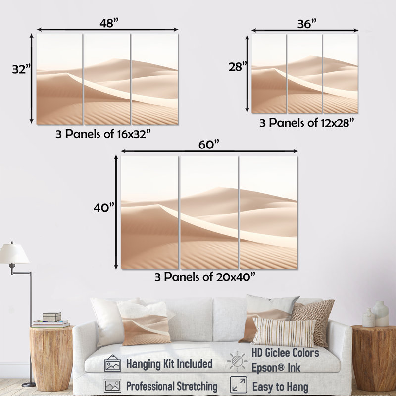 «Desert Sands Of Slumber Dreams II - Minimalisme», ensemble d'impression d'art mural, Toile tendue