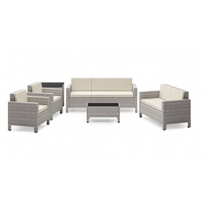 Leshelle Wicker 7 - Person Seating Group with Cushions