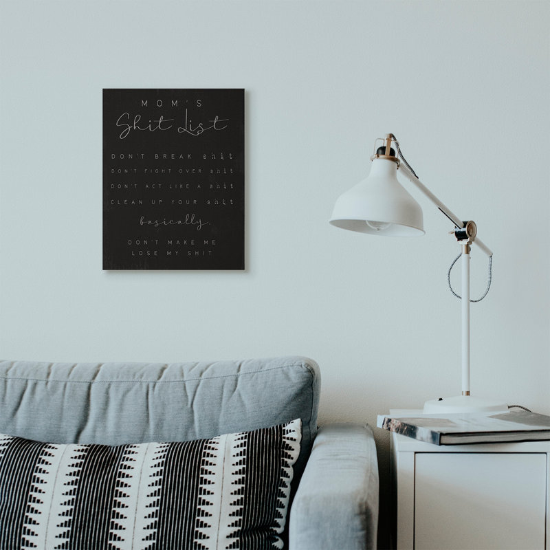 «Mom's List Funny Family Home Word Design», art textuel, H 20 po x l 16 po, Toile tendue