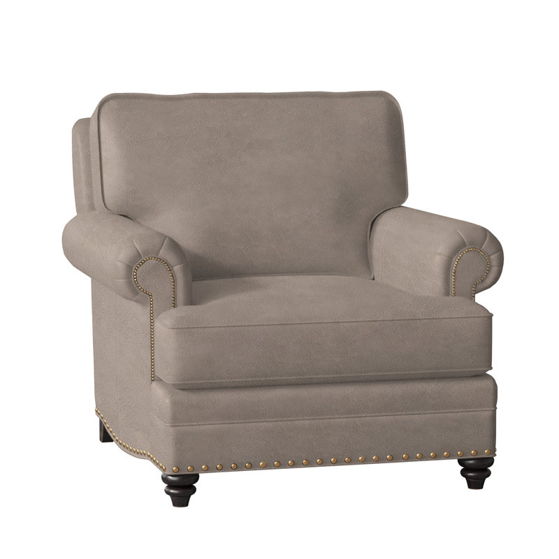 Carrado Leather Armchair, Anilina Cacao Genuine Leather, Plantation, French Natural
