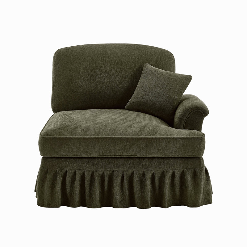 Canapé RSF en chenille avec 1 coussin, Vert, Orienté à droite
