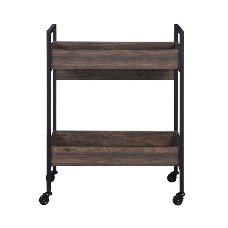 Rectangular Serving Cart With 2 Tier Shelf