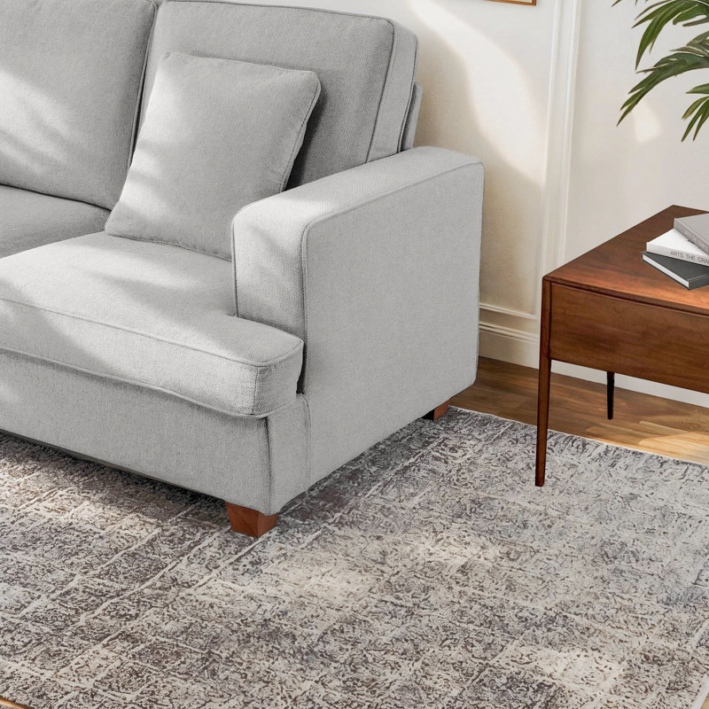 Aloe 88" Deep Seat 3-Seater Sofa with Removable Washable Covers & 2 Toss Pillows, Gray