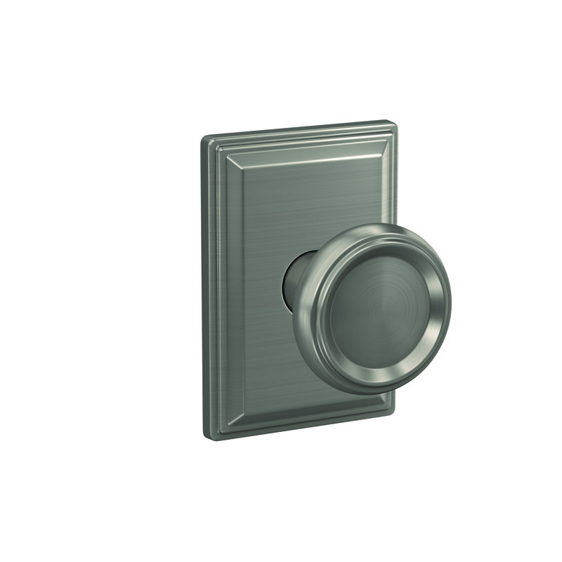 Custom Offerman Knob with Grandville Rose Non Turning Dummy Lock, Satin Nickel