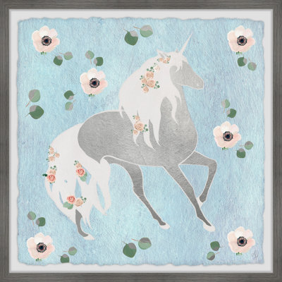 Caledonia 'Floral Unicorn Shadow' Framed Print