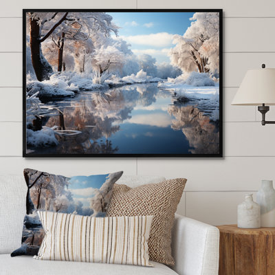 «Winter Landscape River Reflection II», reproduction sur toile