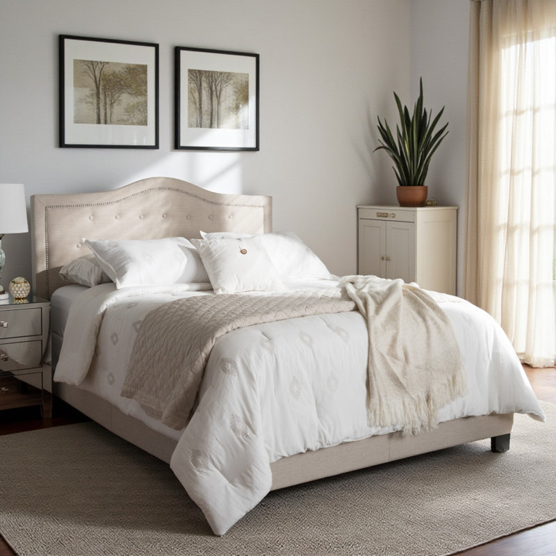 Manthey Upholstered, Full Standard Bed, Light Beige, 59.00'' W X 79.00'' L X 51.57'' H, Full/Double, Beige