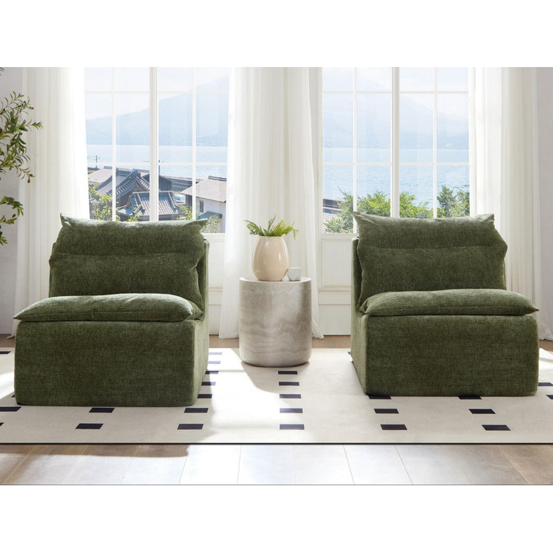 Canapé simple avec dossier et chaise simple, Vert
