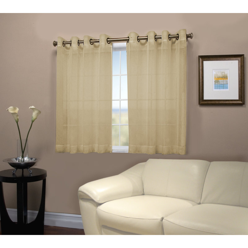 Stepanie Semi Sheer Curtain Single Panel, Taupe, 52" W x 54" L