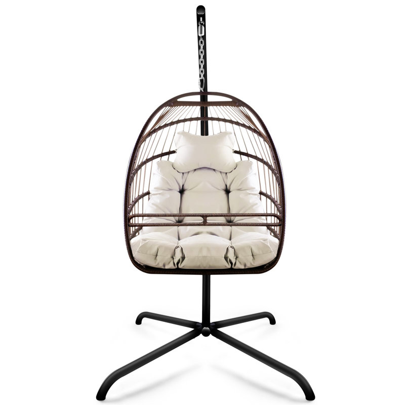 Fauteuil pivotant avec support en C, Beige/brun