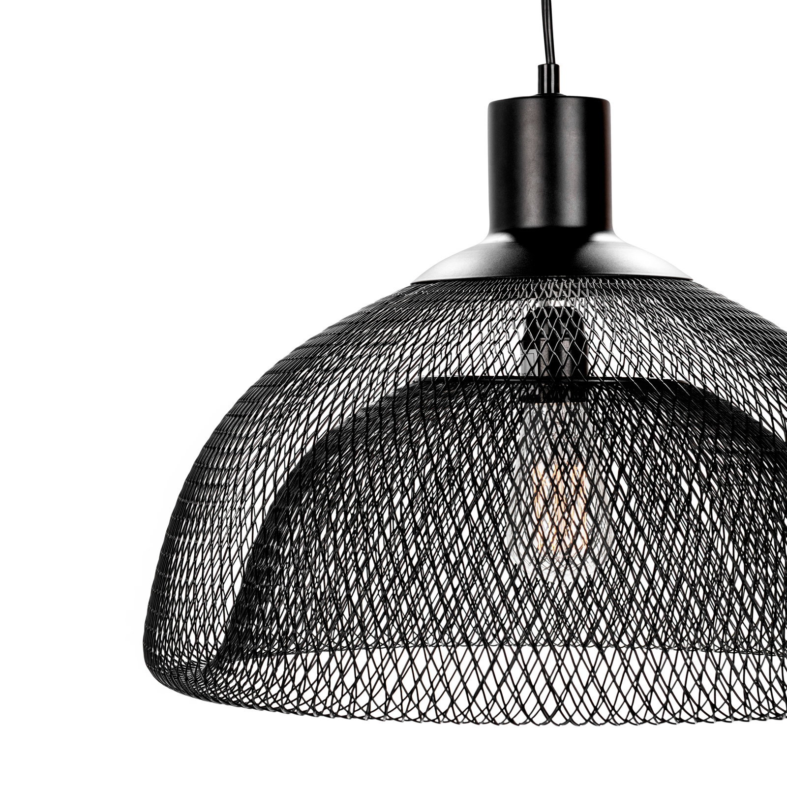 Single Light Metal Pendant, Black, 20.1" H x 18" W x 18" D