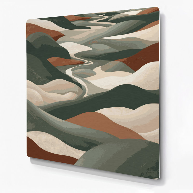 Art mural abstrait en métal beige 97, H 12 po x l 12 po