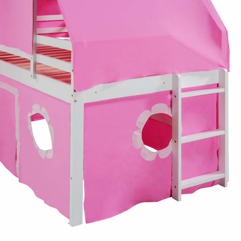 Lit plateforme en bois massif Aleiya, Rose