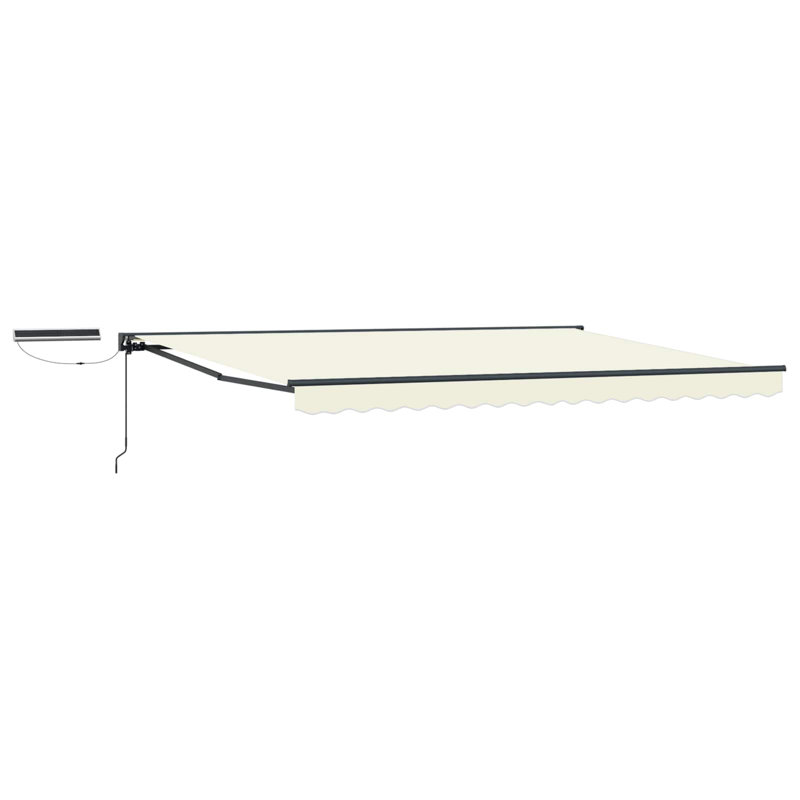 VidaXL Polyester Cover Retractable Patio Awning, Cream/Black, 165cm H x 500cm W x 300cm D