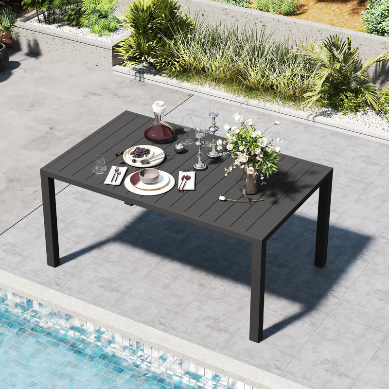 Domi Patio Outdoor Metal Dining Table, 29.53” H x 38.11” W x 62.44” D