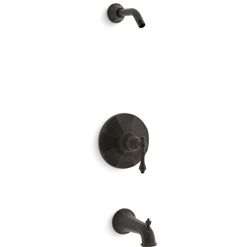Garniture de valve de baignoire et douche Rite-Temp avec poignée levier et bec, sans pomme de douche, Bronze