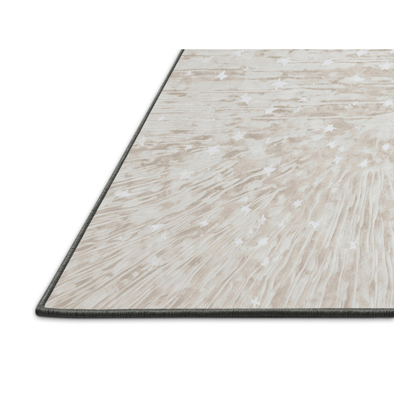 Tapis gris soyeux et moelleux, Rond 5 pi