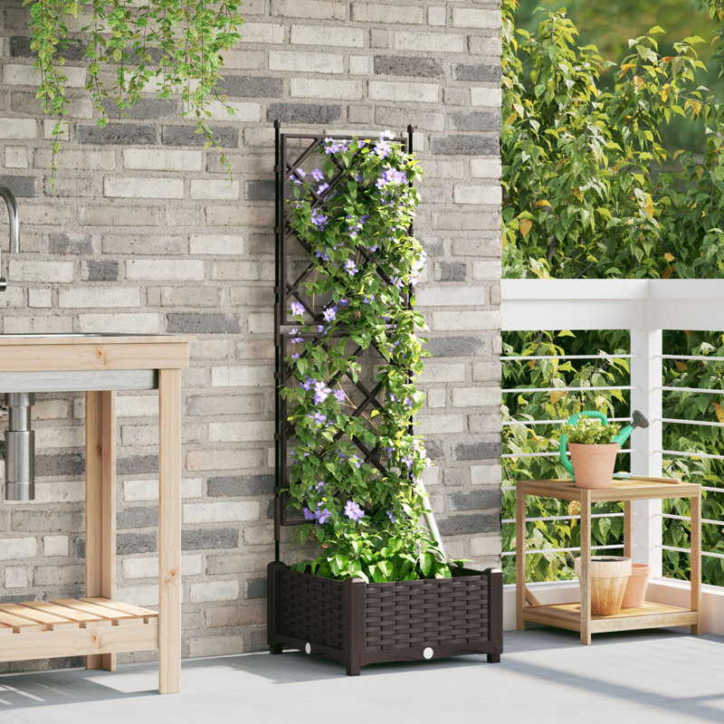 Garden Planter Steel Outdoor Container Modern Decor Terrace Stylish Pot, Brown, 125cm H x40cm W x 40cm D