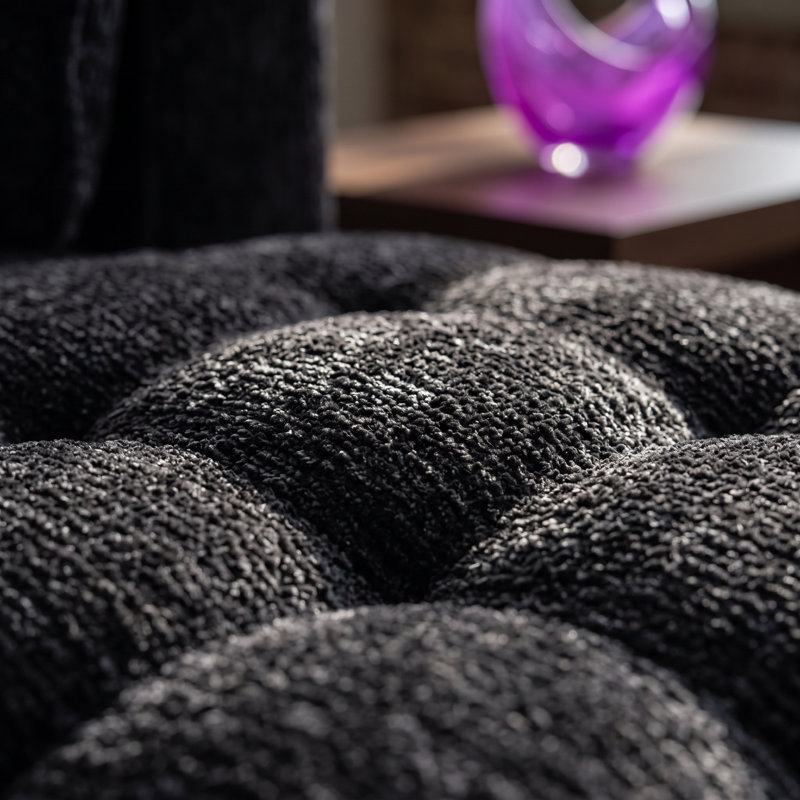 Canapé moderne avec accoudoirs et coussins capitonnés UnaSedoro, Black