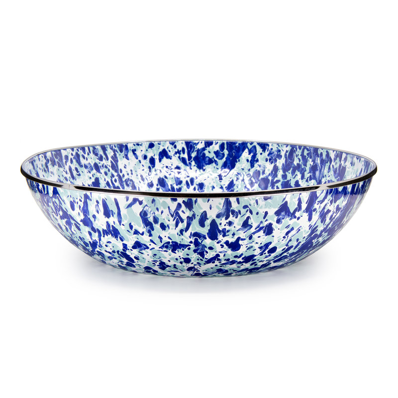 Taupe Swirl Enamelware Serving Bowl, Ocean Swirl