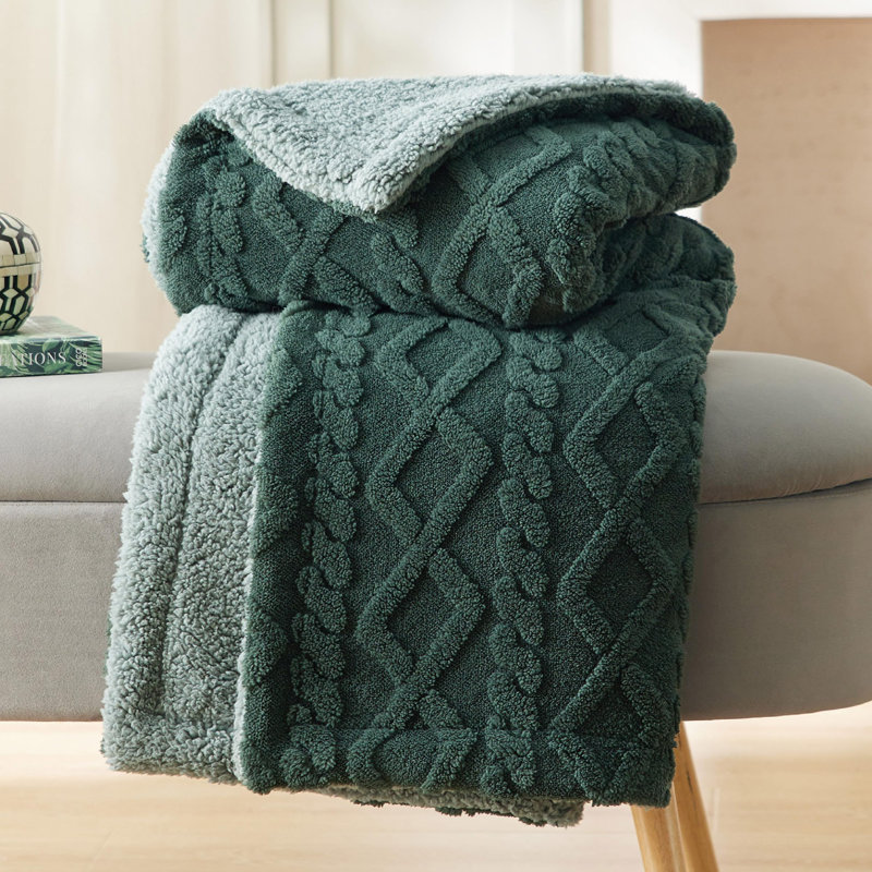 Couvre-lit pour lit Sherpa, Jeté, Vert foncé