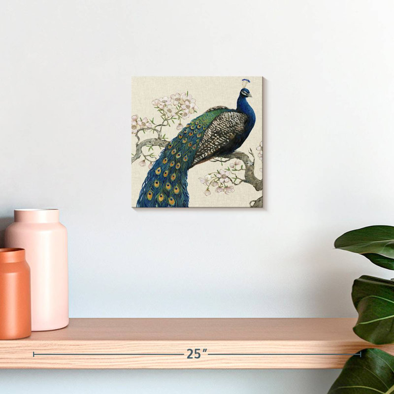 Brampt paon et fleurs I, H 10 po x l 10 po