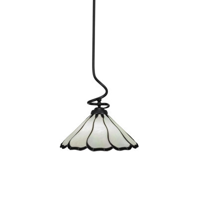 Luminaire suspendu Capri, fini noir mat, avec perle de 16 po et verre d'art Black Flair
