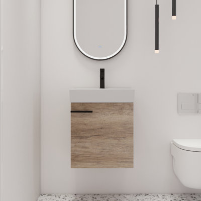 18'' Wall-Mounted Single Bathroom Vanity With Ceramic Vanity Top