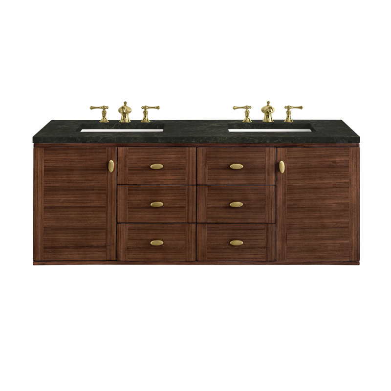 Amberly 60" Double Bathroom Vanity Set, 60", Phantome Eclos, 8" Widespread