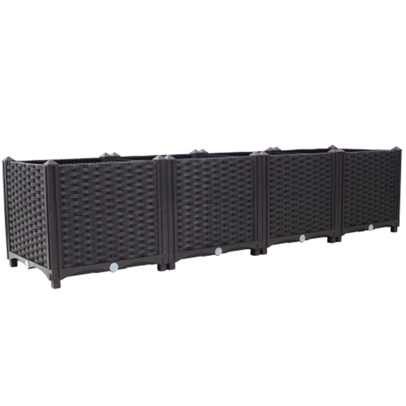 Deep Raised Plastic Planter Box with Self-Watering Feature, 14.7" H x 63" W x 15.7" D