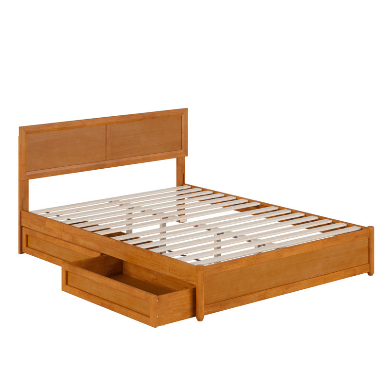 Lit à panneaux en bois Astley, Caramel clair, Grand