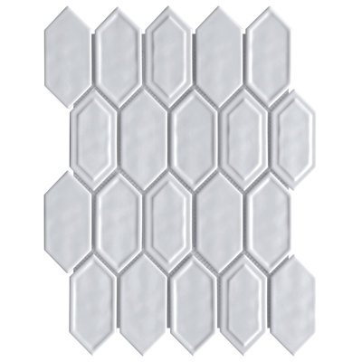 Classic 13.31 in. x 10.24 in. Picket Glossy Glass Mosaic Tile