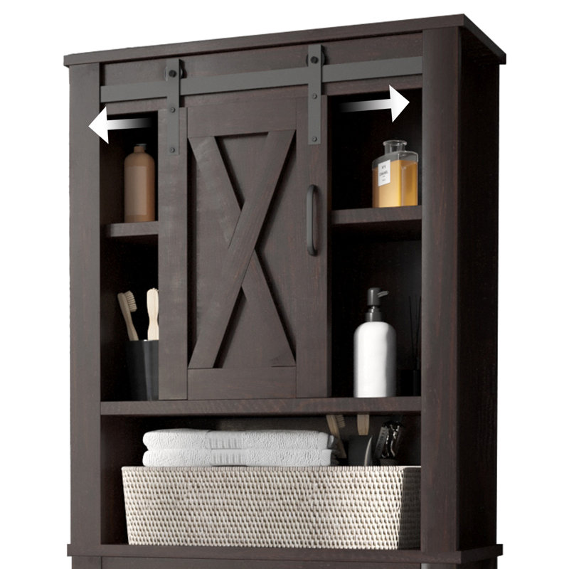 Armoire de salle de bain murale l 21,7 po x H 27,6 po x P 7,8 po Mickalla, Brun