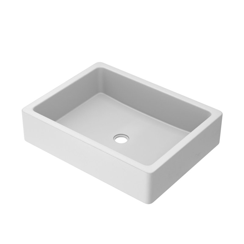 Nipomo Stone Handmade Rectangular Undermount Bathroom Sink, Pearl