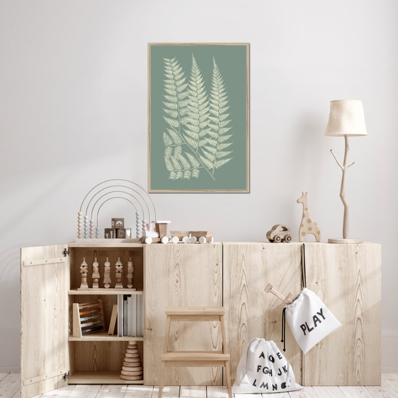 Ferns On Sage III by Vision Studio - Painting on Canvas, Natural Wood Framed Paper Print, 95cm H x 65cm W